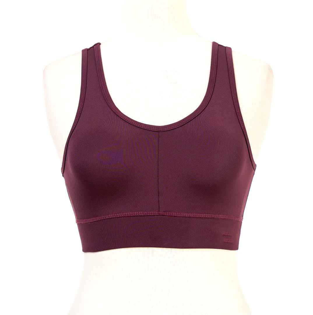 Burgundy Scoop Neck Sports Bra